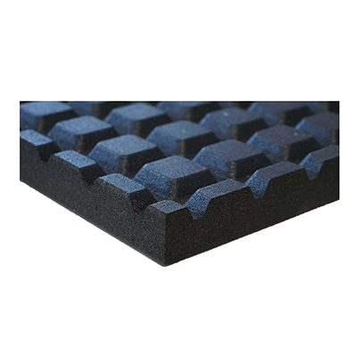 Black grooved rubber paver installed in horse stable for non-slip flooring